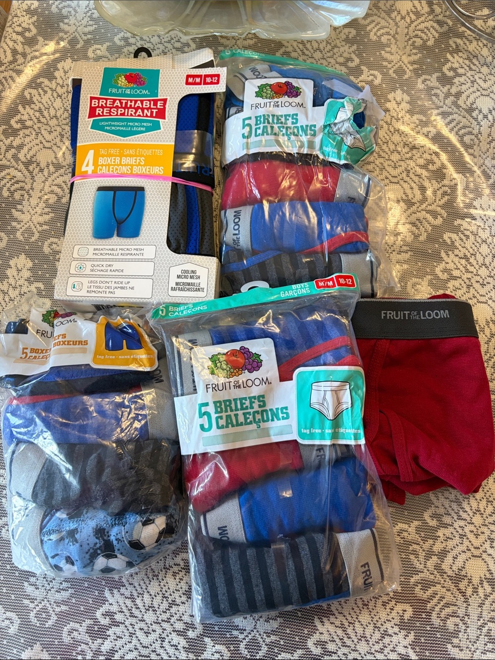 Fruit of the Loom Men’s Briefs Pack - Red, Blue, Gray